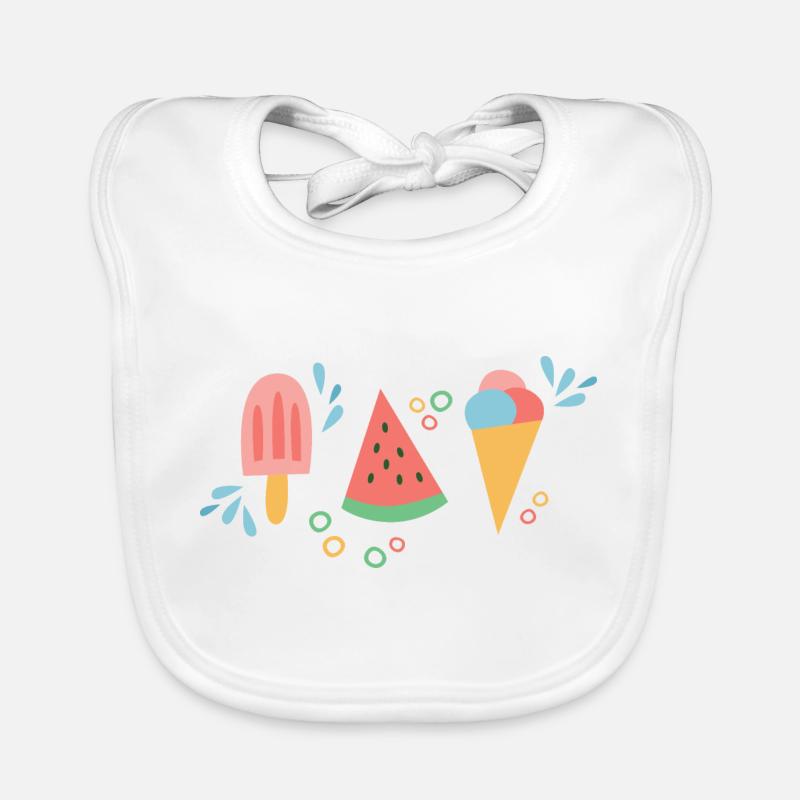 Crème glacée et pastèque pour le printemps et l’été Bavoir bio Bébé
