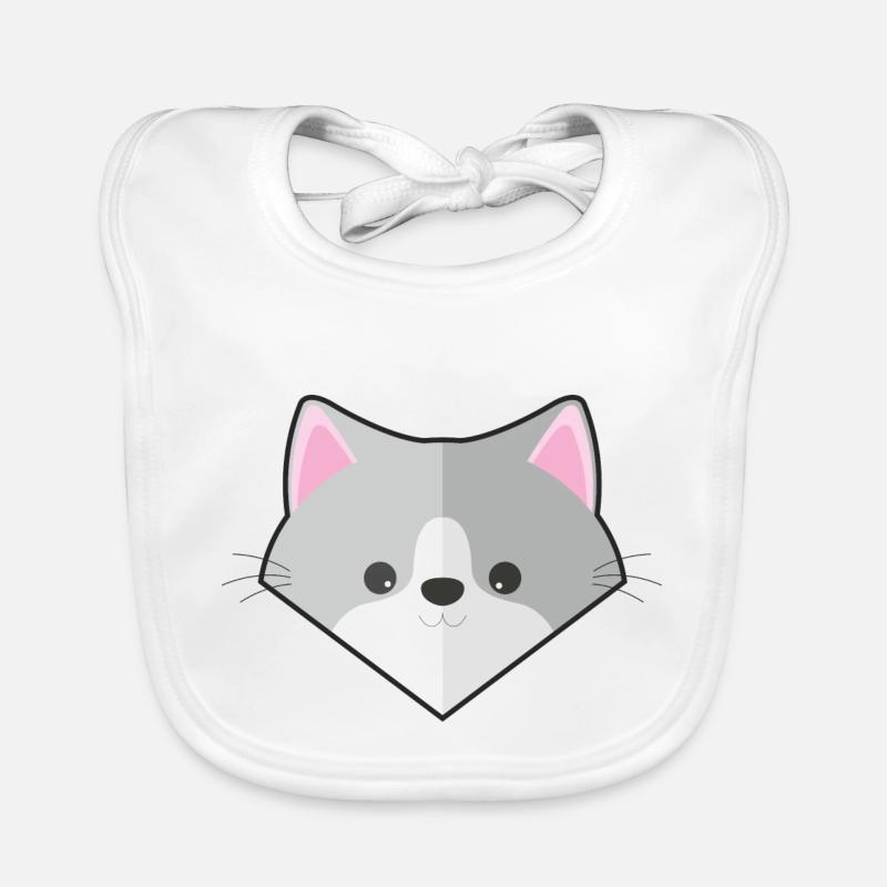 Chat simple mignon - Bavoir bio Bébé - blanc