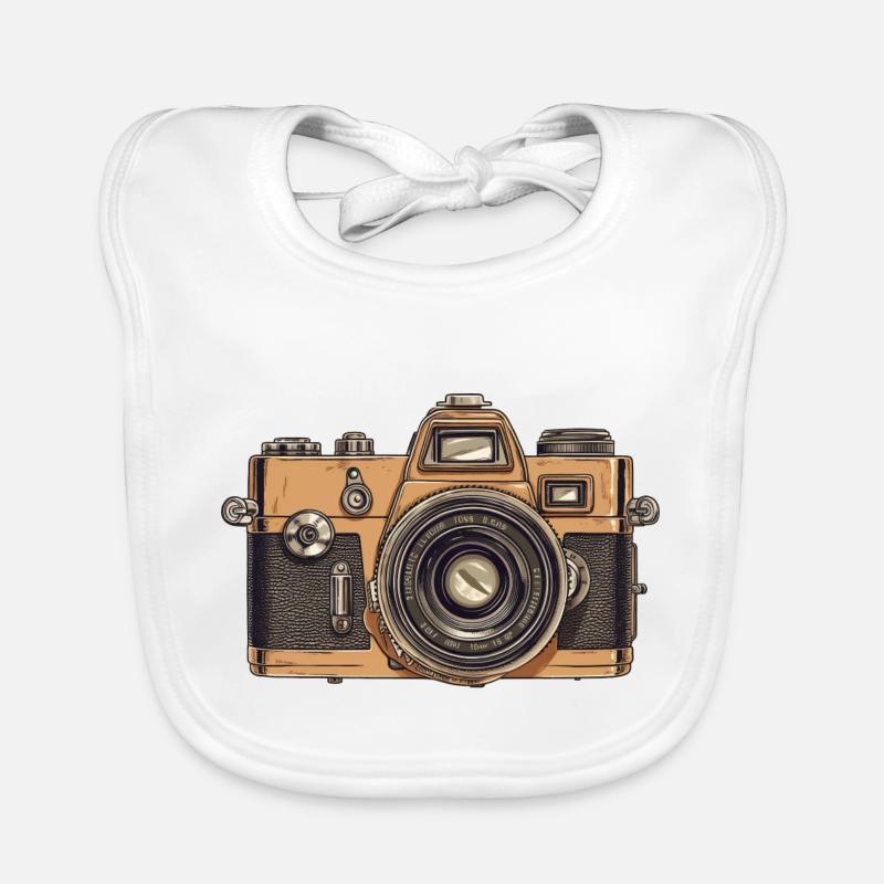 Vintage Analog Camera Organic Baby Bibs