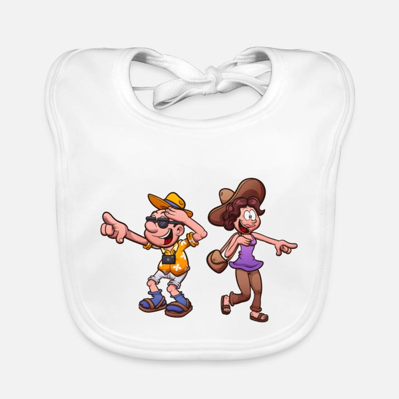 Tourist Couple Organic Baby Bibs