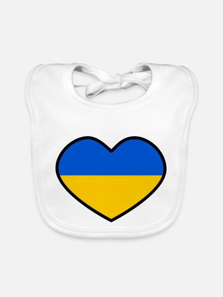 Ukraine Heart - Organic Baby Bibs - white - Front