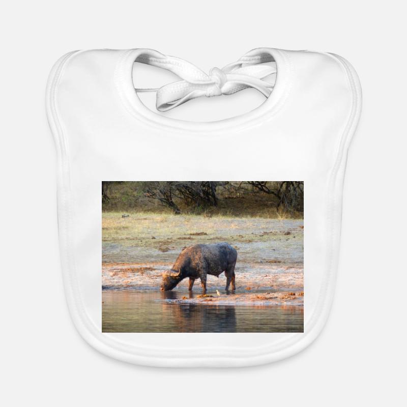 Paysage à la rivière Cubango avec le buffle du Cap Bavoir bio Bébé