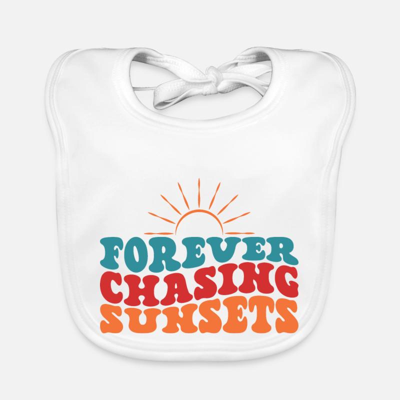 Forever Chasing Sunsets Sun Summer Beach Holidays Organic Baby Bibs