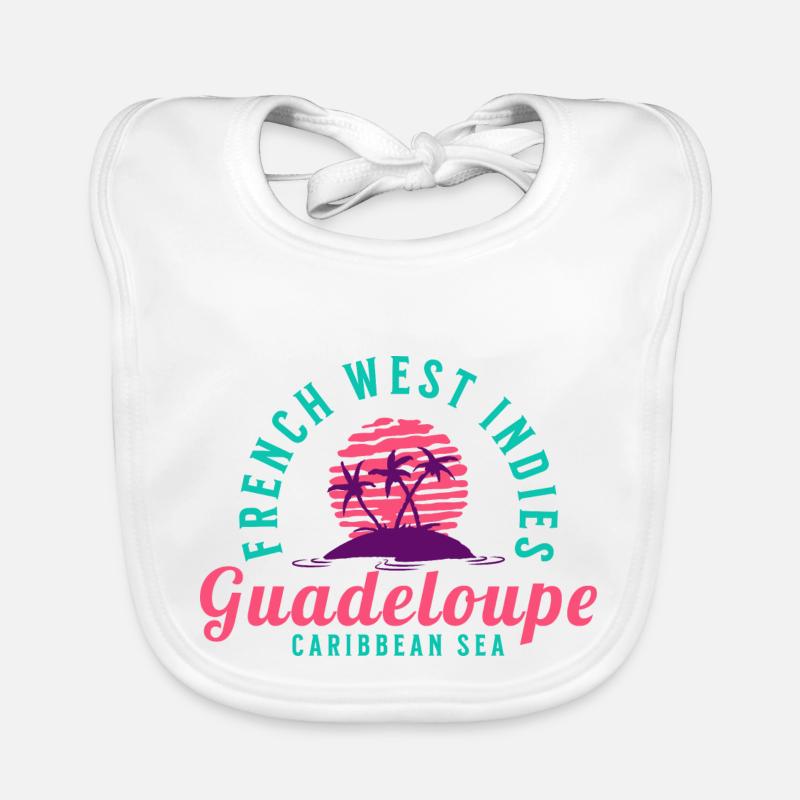 Guadeloupe Mer des Caraïbes - Bavoir bio Bébé - blanc