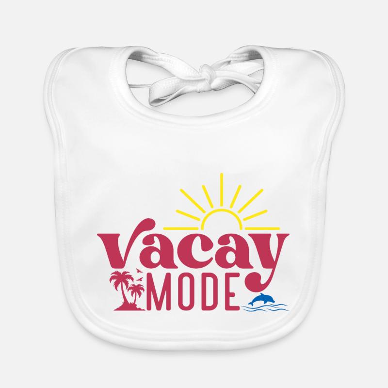 Vacay Mode, Vacances, Eté, Soleil, Plage, Mer, Baignade Bavoir bio Bébé