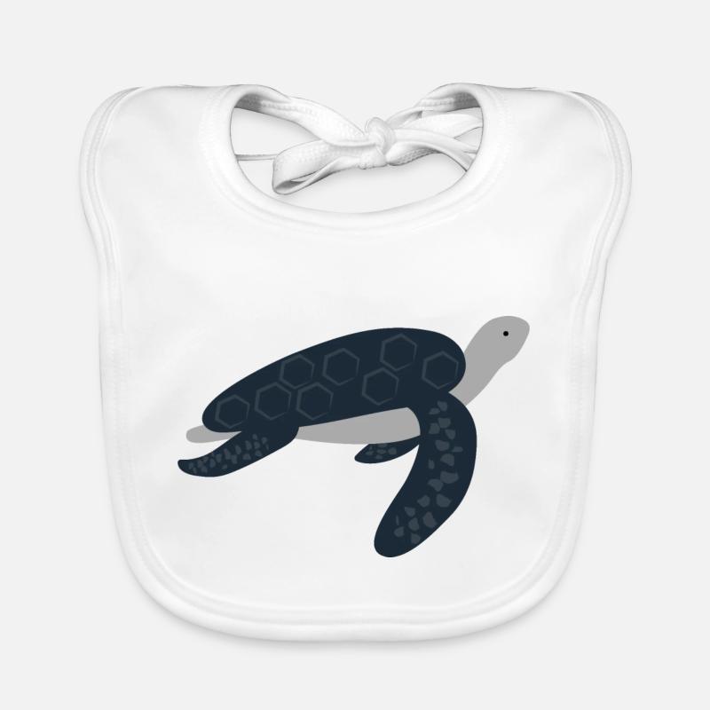 Cute Sea Turtle in blue Organic Baby Bibs