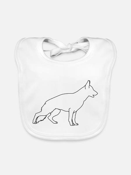deutscher schäferhund lineart 1 - Baby Bio-Lätzchen - Weiß - Vorne