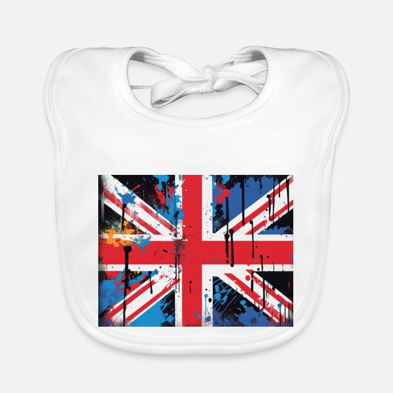 British Flag Graffiti Art Organic Baby Bibs