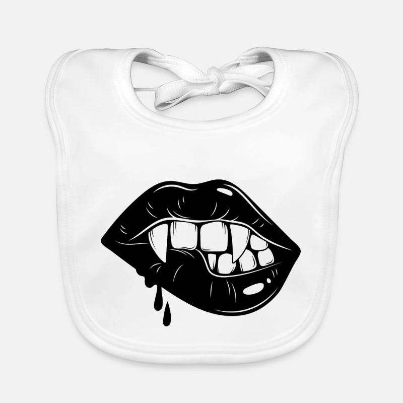 Halloween Vampire Lips Dentures Organic Baby Bibs