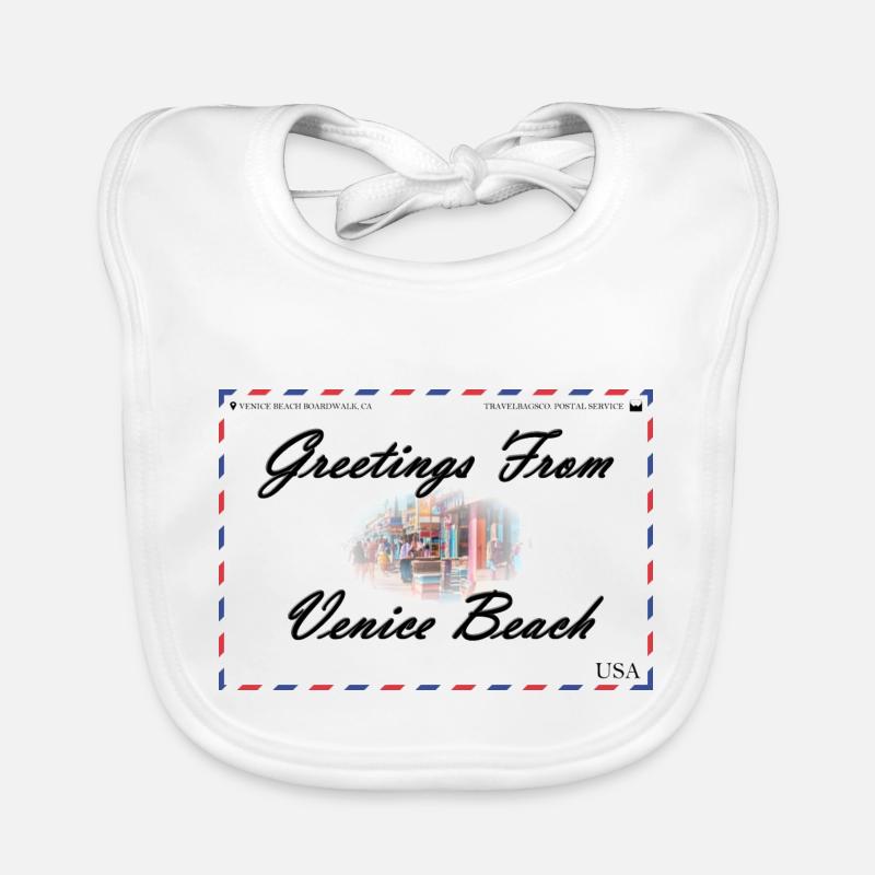 Carte postale souvenir de Venice Beach Bavoir bio Bébé
