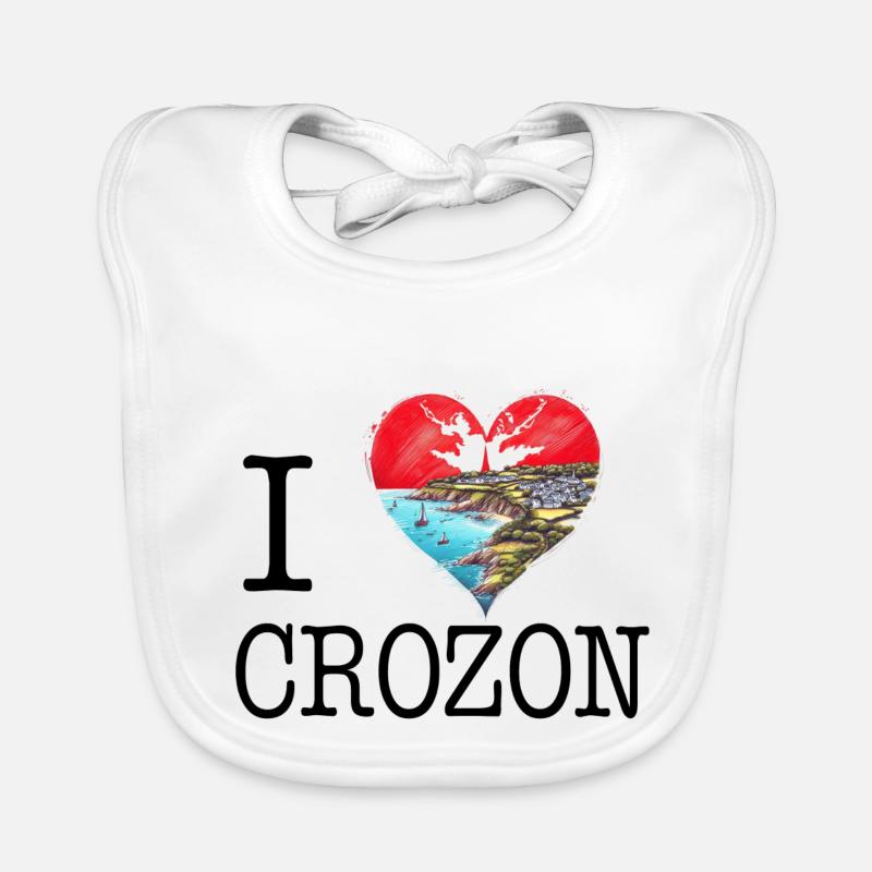 i love crozon - Bavoir bio Bébé - blanc