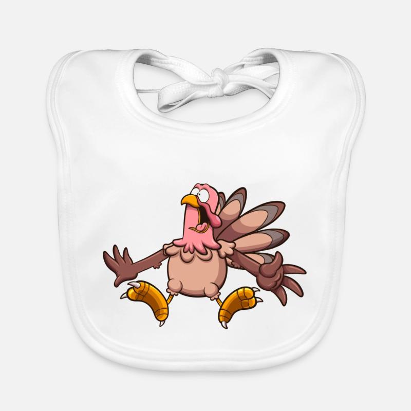 Scared Cartoon Turkey Organic Baby Bibs