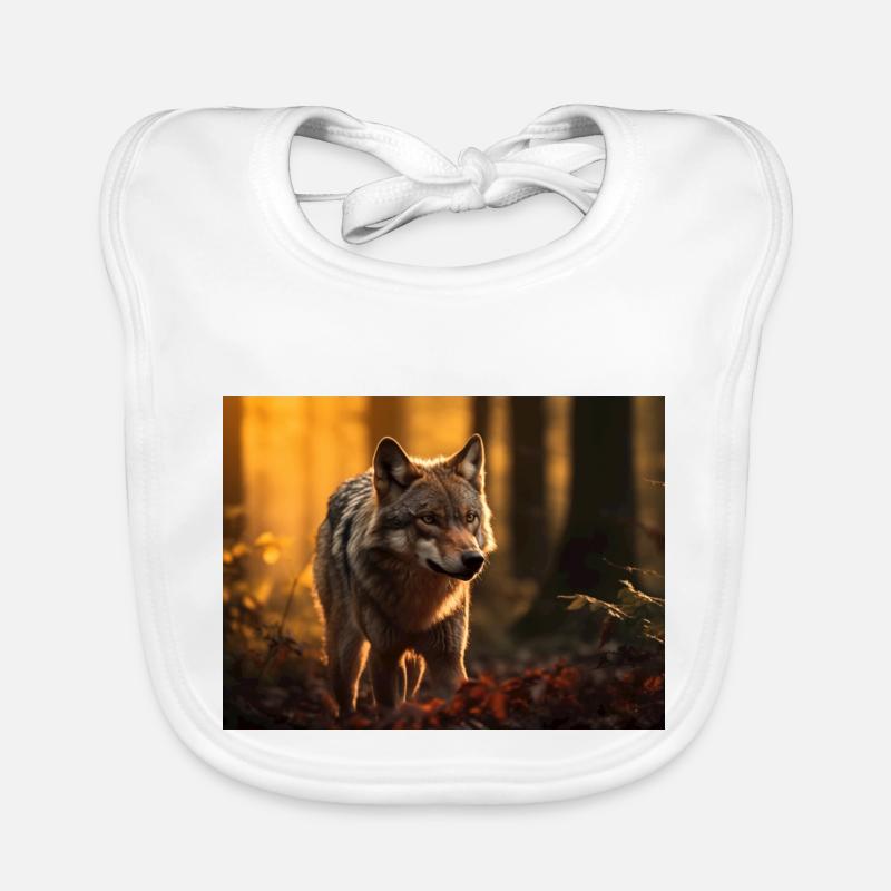 Un loup dans la forêt - Bavoir bio Bébé - blanc
