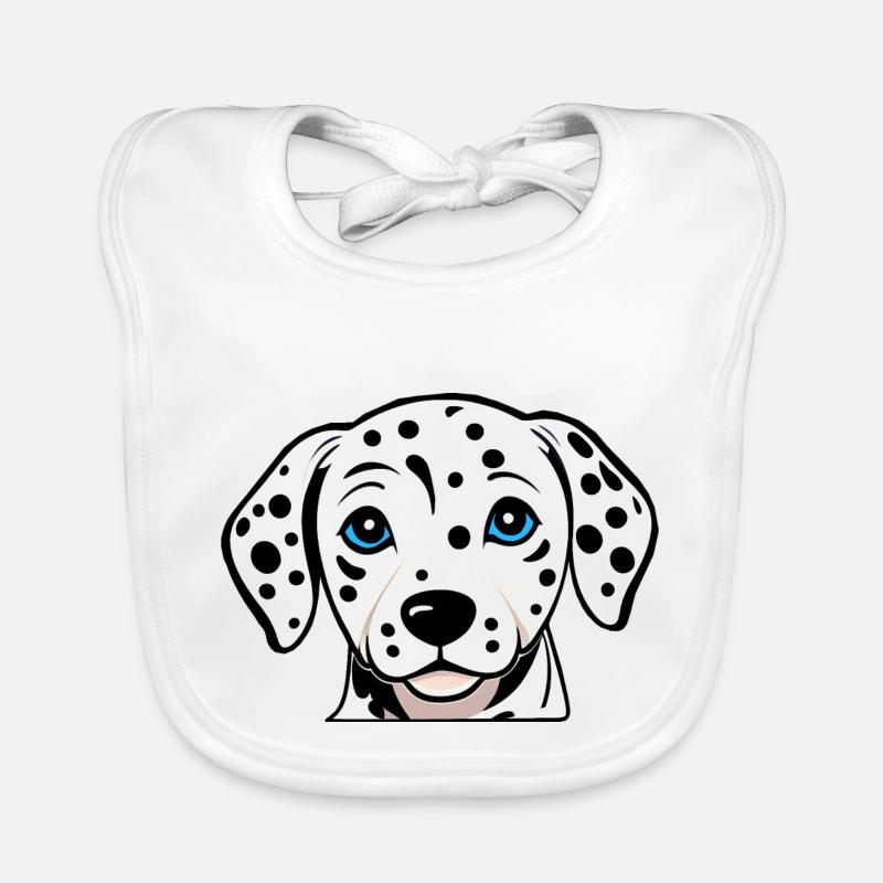 Cute Dalmatian Puppy - Black/White Design Organic Baby Bibs
