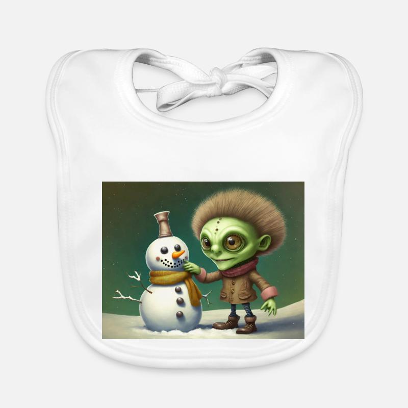 Vintage-Alien baut einen Schneemann Baby Bio-Lätzchen