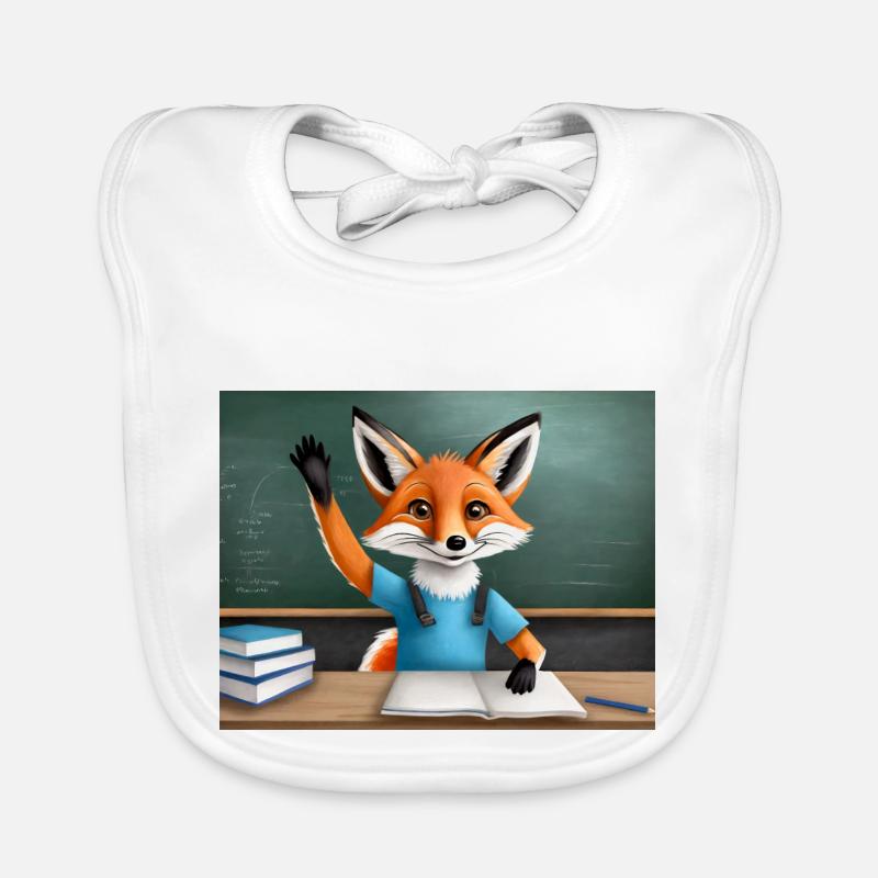 cute little fiend fox raising his hand Organic Baby Bibs