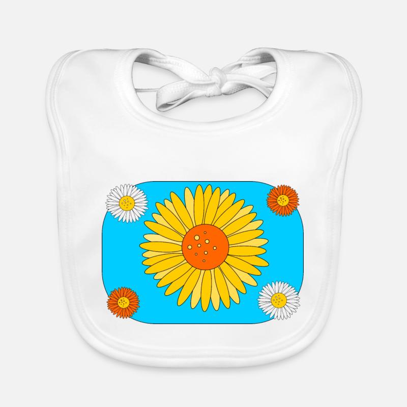 Gerbera on turquoise Organic Baby Bibs
