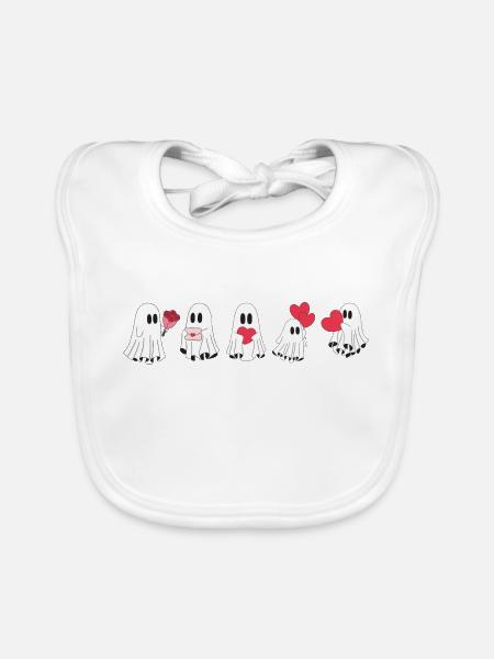 Geister der Liebe - Geschenk zum Valentinstag - Baby Bio-Lätzchen - Weiß - Vorne