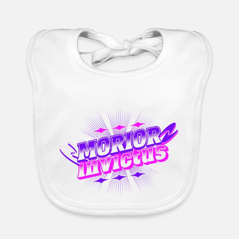 Morior Invictus - Bavoir bio Bébé - blanc
