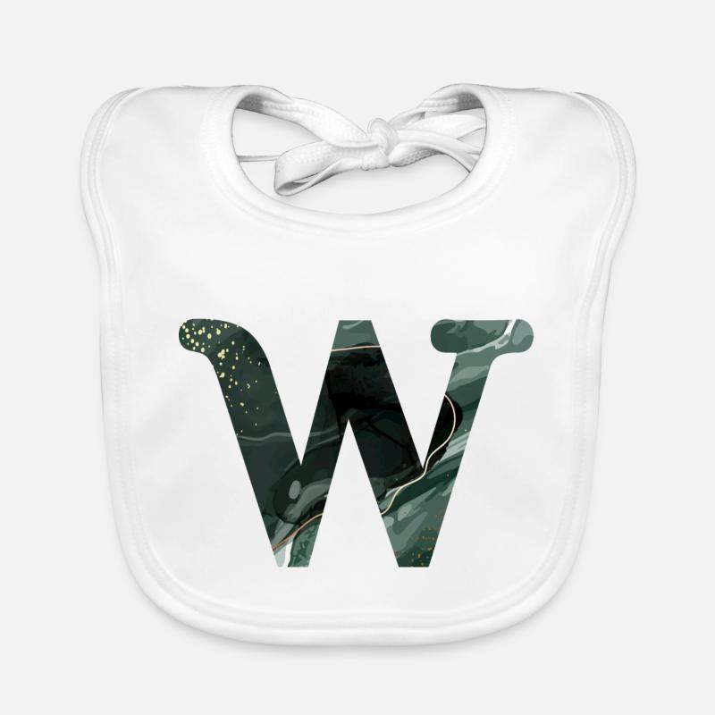 Letter w Marbled Green Organic Baby Bibs