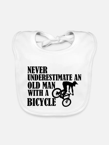 Funny Bicycle Saying - Organic Baby Bibs - white - Front