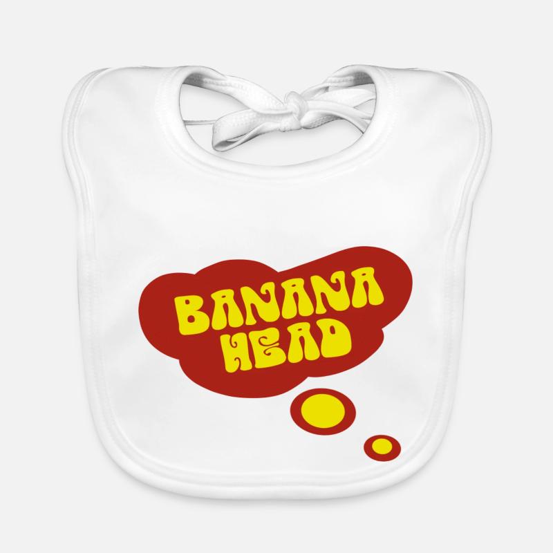 Grosse bulle de pensée rouge dans la TÊTE DE BANANE délavée Bavoir bio Bébé