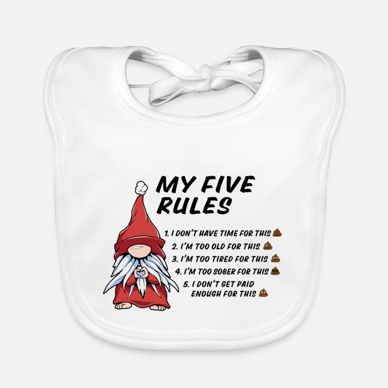 5 rules of a funny gnome Organic Baby Bibs