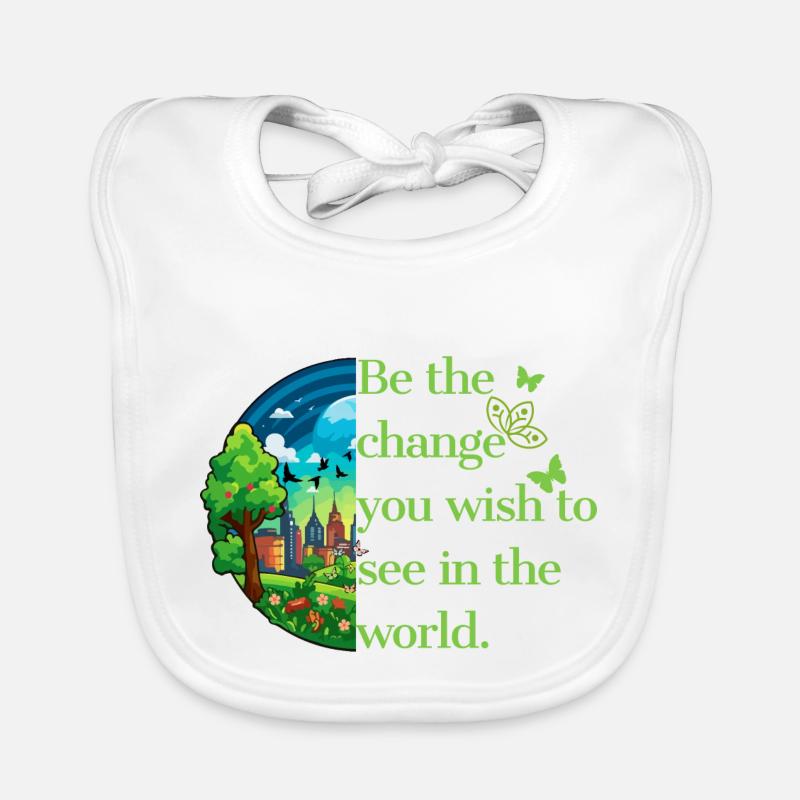 Klimabewusstsein. Sei die Veränderung. Baby Bio-Lätzchen