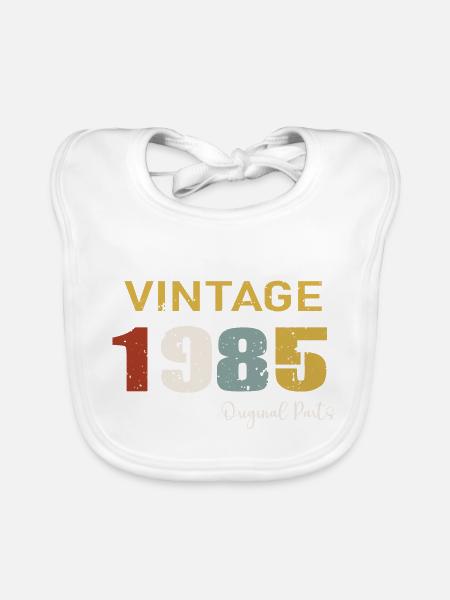 Original parts 1985 - 39th Anniversary Gift - Organic Baby Bibs - white - Front