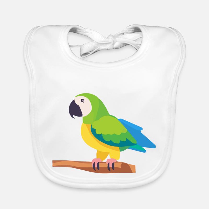 Perroquet ara coloré oiseau sur branche Bavoir bio Bébé