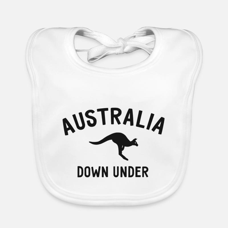 Australie - Australie - Australie - Kangourou - Bavoir bio Bébé - blanc