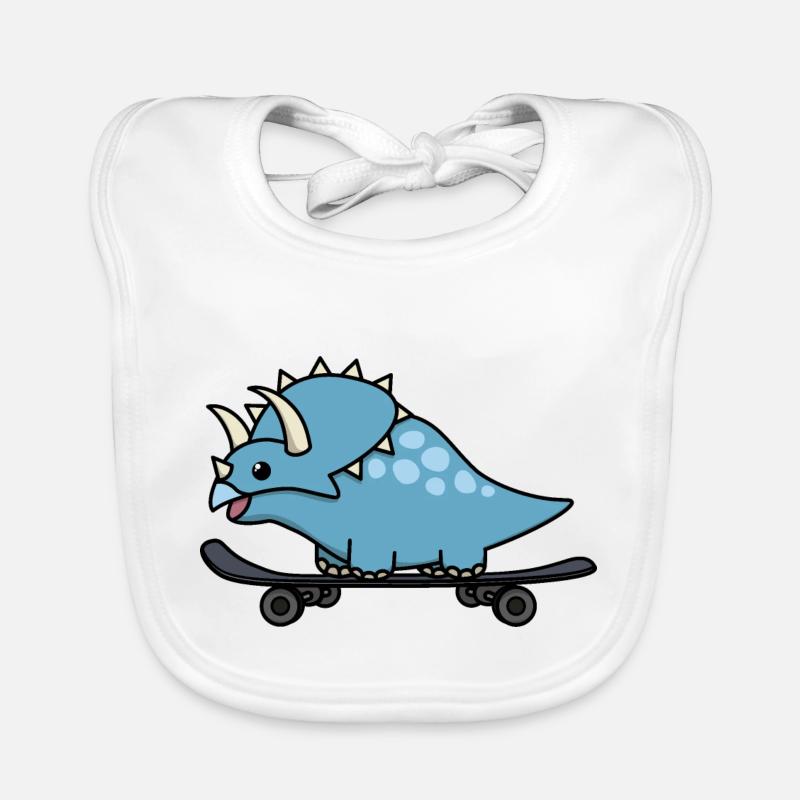 Cute dinosaur on skateboard Organic Baby Bibs