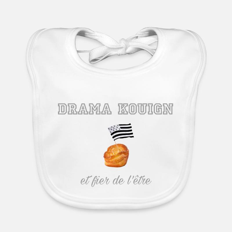 Fier d être un drama kouign Light Grey - Bavoir bio Bébé - blanc