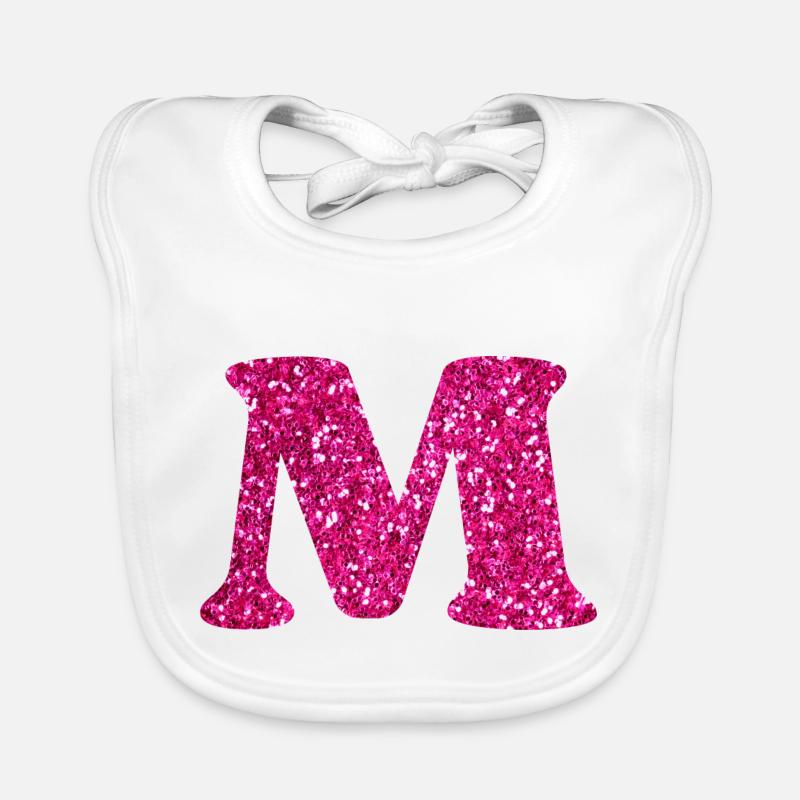 Buchstabe M Rosa Glitzer Baby Bio-Lätzchen