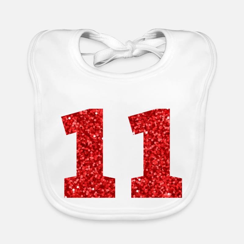 Number 11 Red Glitter - 11th Anniversary Organic Baby Bibs