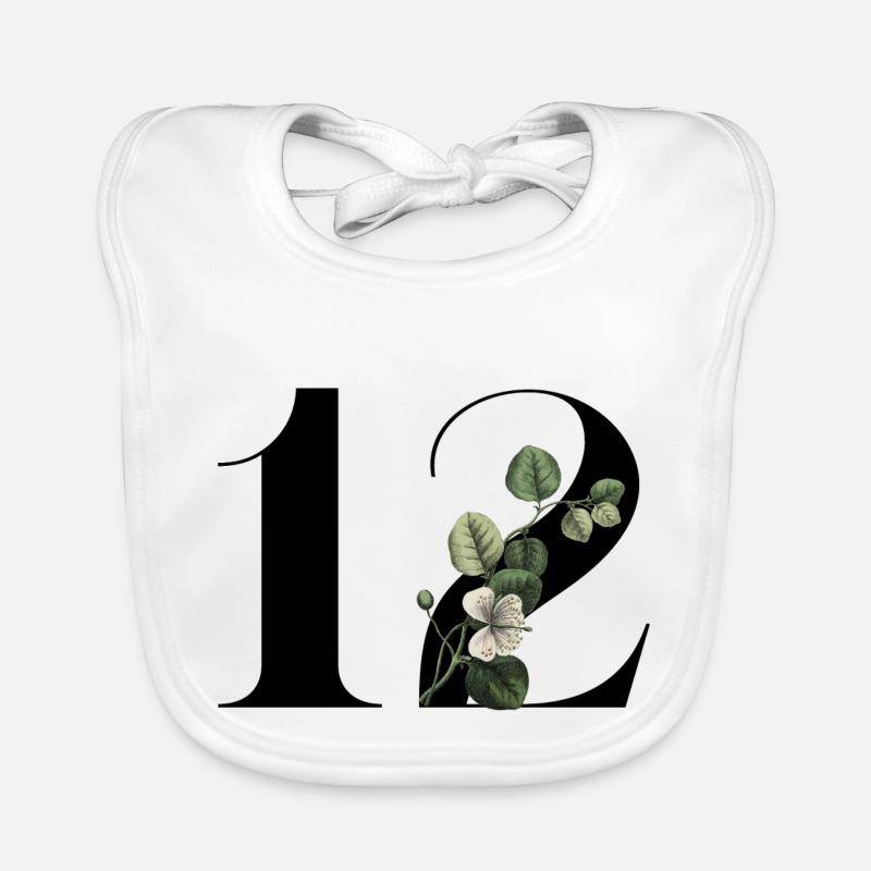 Numéro 12 floral vert -12e anniversaire floral Bavoir bio Bébé
