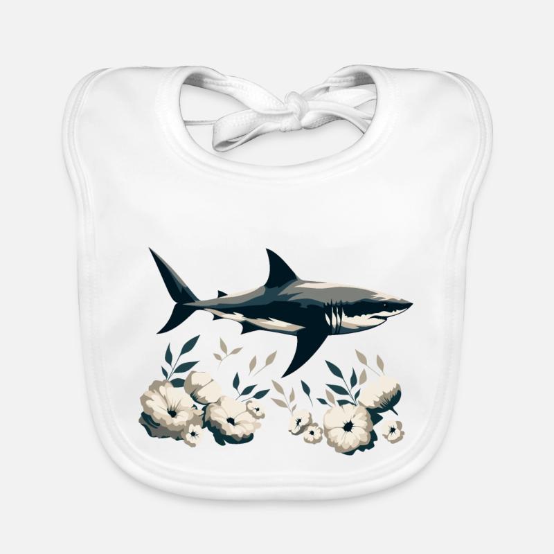 Hai mit Blumen Baby Bio-Lätzchen