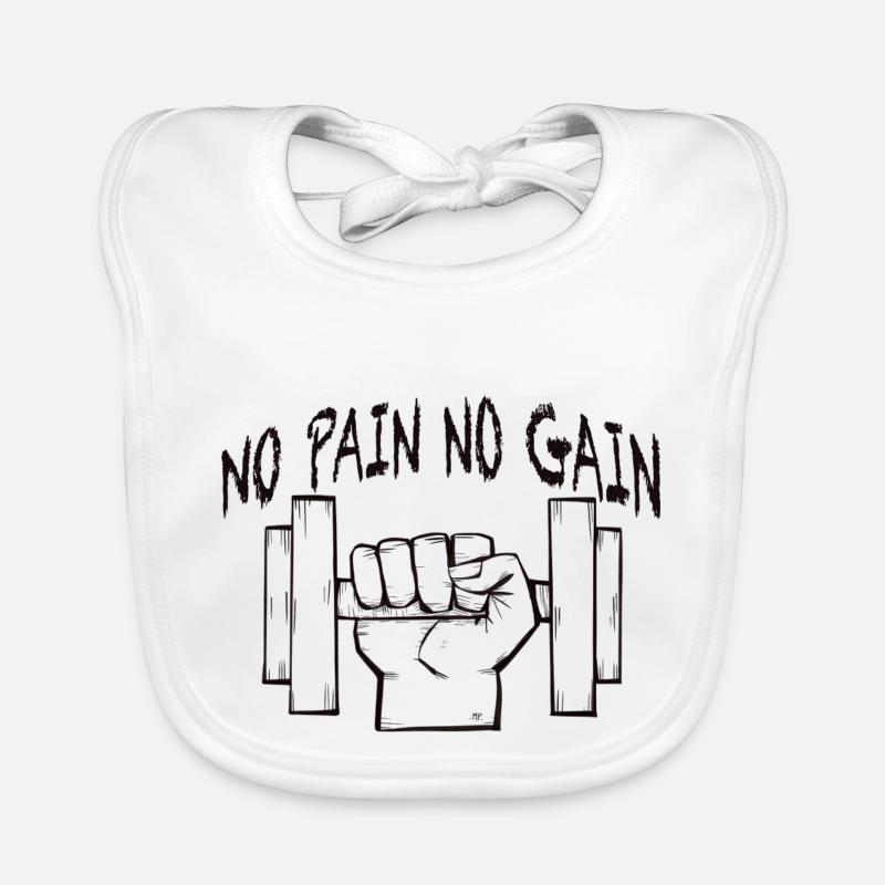 No pain no gain - Bavoir bio Bébé - blanc