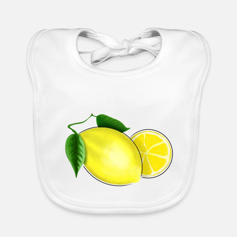 Citron frais avec feuille - Bavoir bio Bébé - blanc