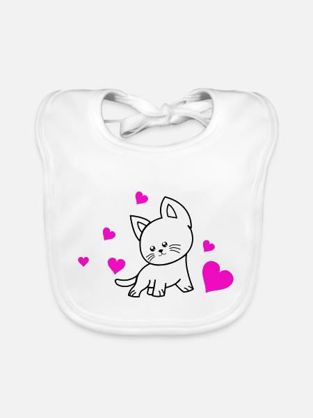 cat love 01 - Baby Bio-Lätzchen - Weiß - Vorne