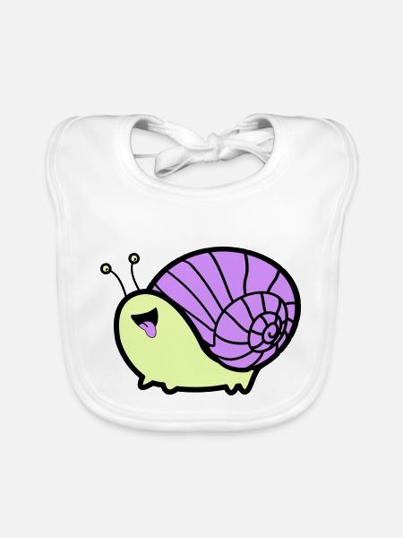 Snail Comic - Organic Baby Bibs - white - Front