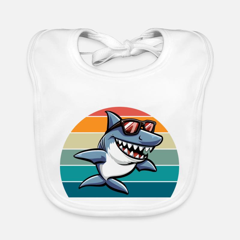 requin rétro drôle plage d’été Bavoir bio Bébé