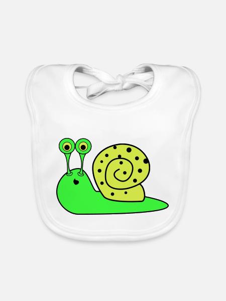 Snail Funny - Organic Baby Bibs - white - Front