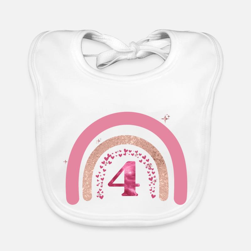 4e anniversaire rainbow rose Bavoir bio Bébé