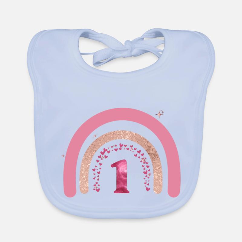 1. Geburtstag Regenbogenrose Baby Bio-Lätzchen