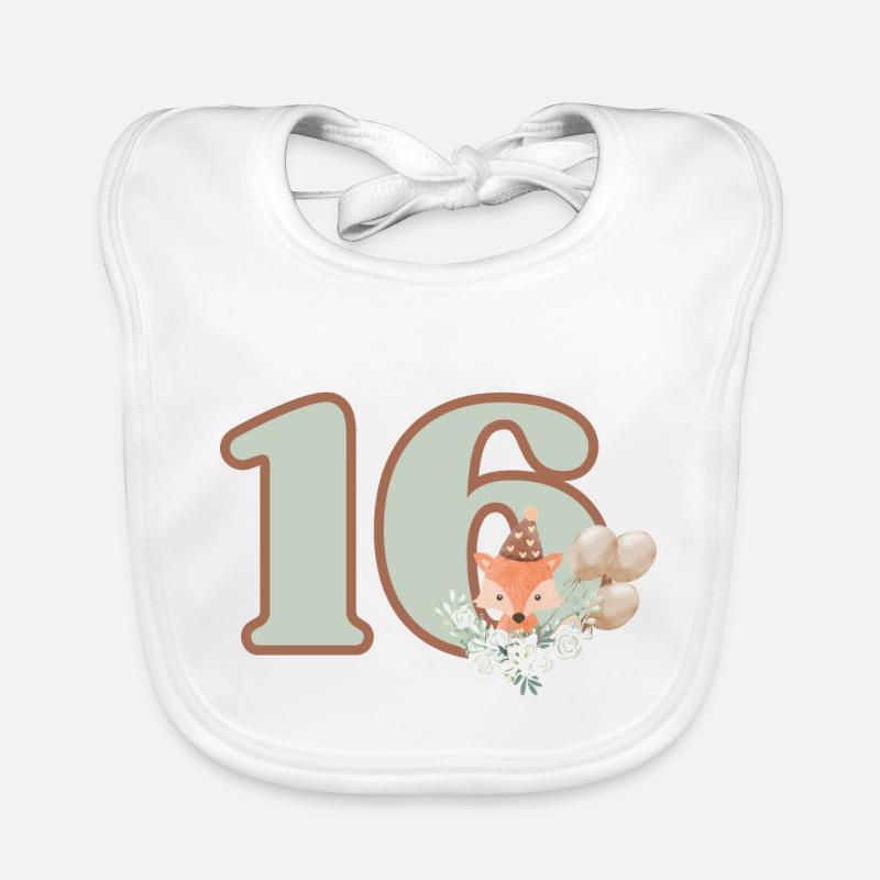 16e anniversaire renard fleurs Bavoir bio Bébé