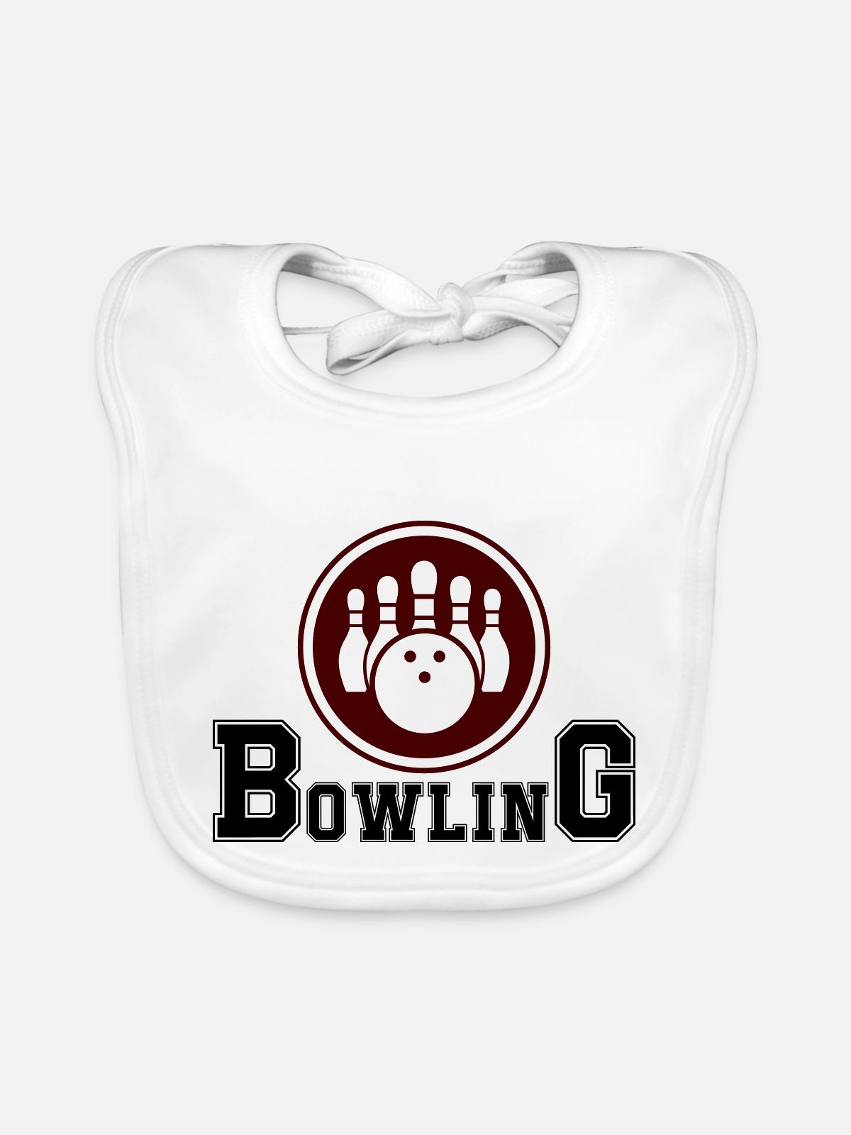 bowling - Baby Bio-Lätzchen - Weiß - Vorne