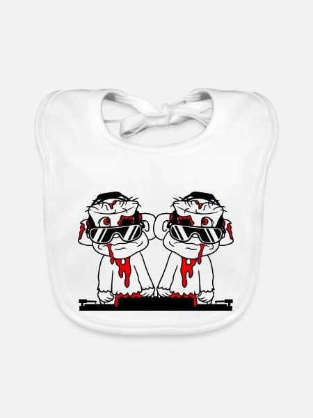 DJ Zombies Friends Team Horror Halloween Mixer - Organic Baby Bibs - white - Front