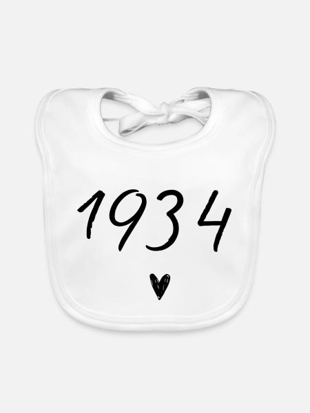 1934 Herzgeburtstag - Baby Bio-Lätzchen - Weiß - Vorne