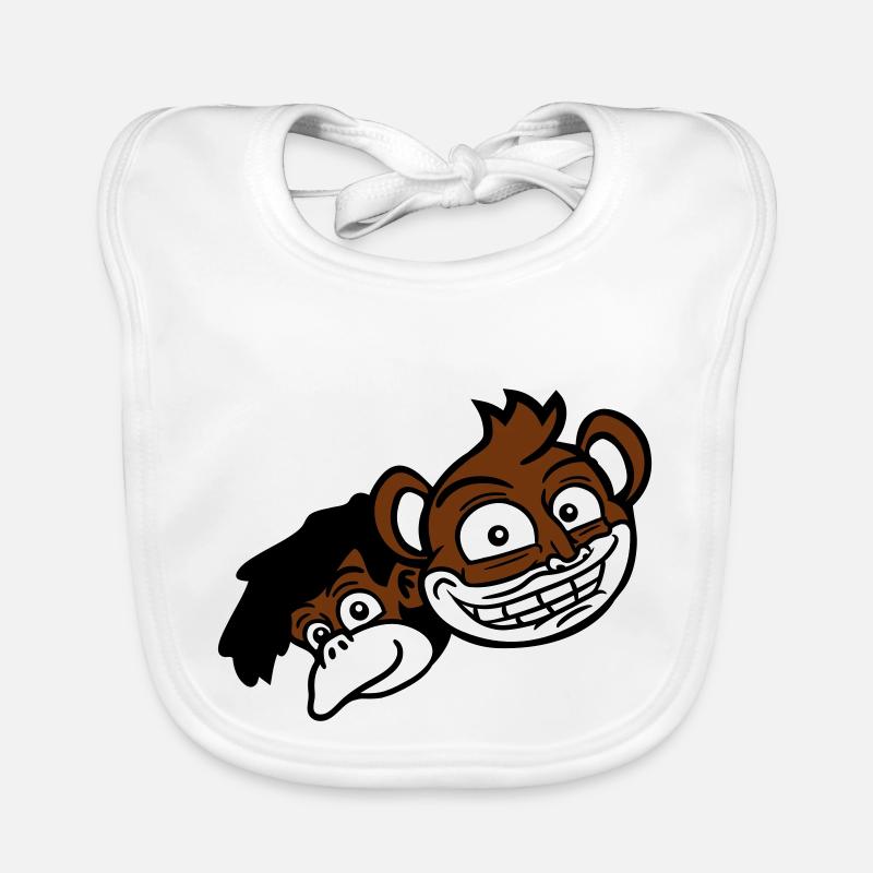 2 Funny Monkey Faces Two Friends Crew Team Bavoir bio Bébé